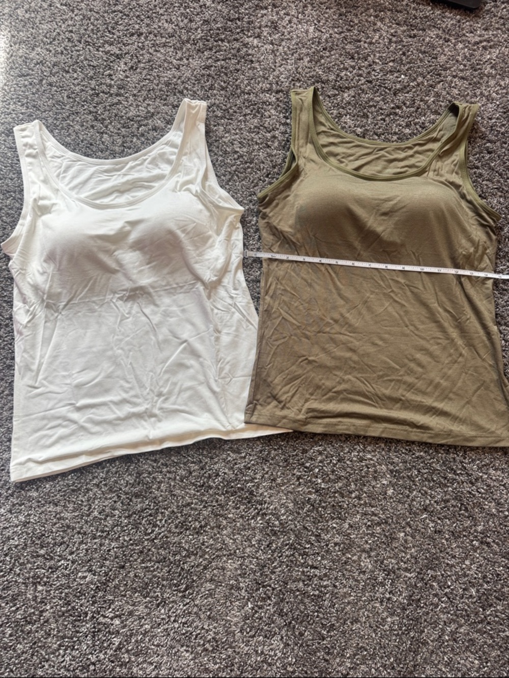 Classic Women's Scoop Neck Tank Top - White and Olive